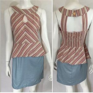 NEW Esley Dress Medium Modcloth Blue Coral Peplum